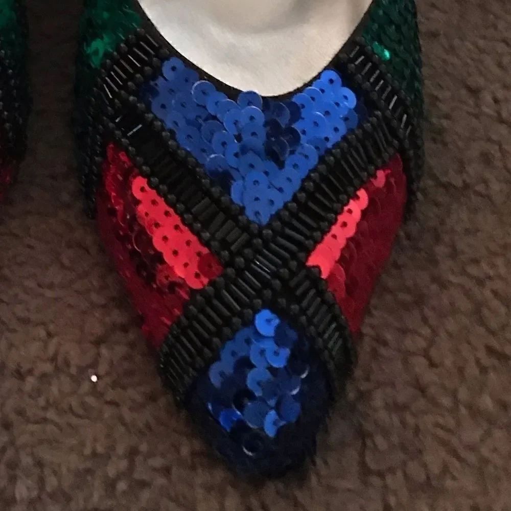 Multi-color Sequined Pumps ANN MARINO Size-8 - Picture 5 of 7